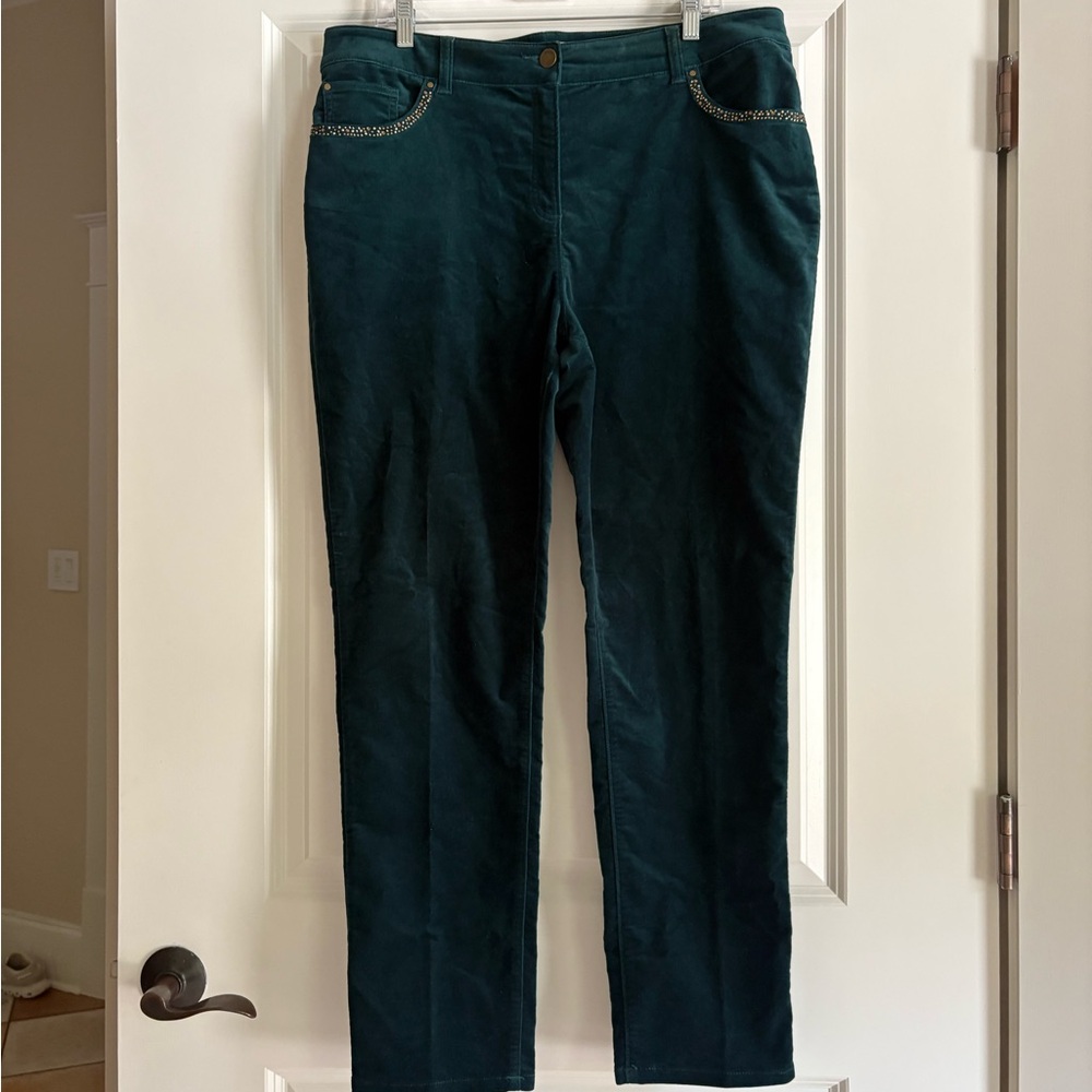 Chicos Suede Feel Pants with Beaded Pocket Detail